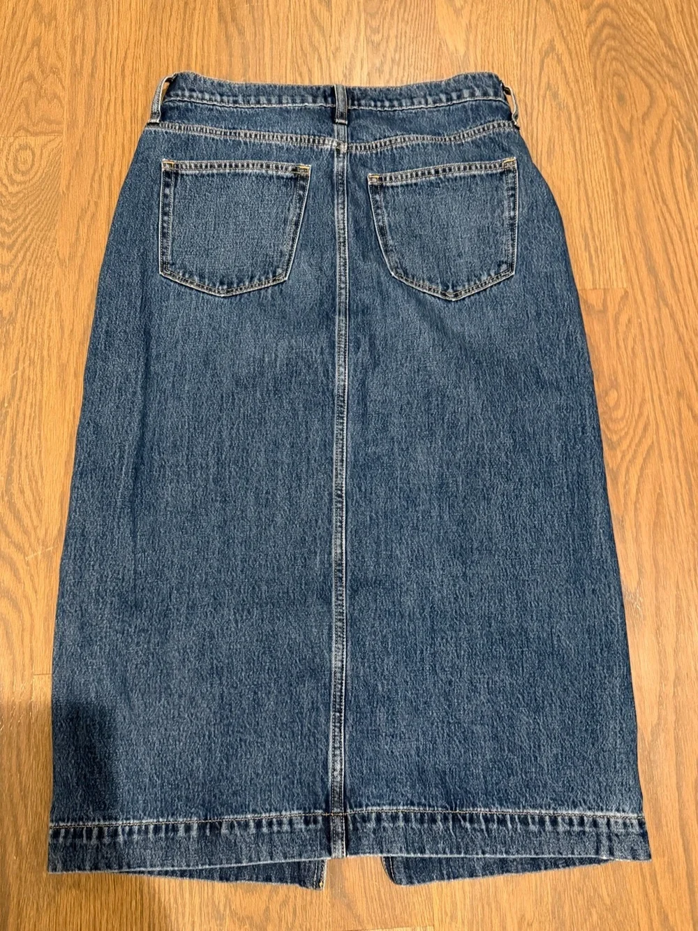 J.Crew Denim Midi Skirt Women’s Blue Jean Front Slit Classic Casual Size 6 Y2K
